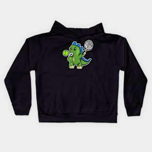 Dinosaur Playing Tennis Kids Hoodie